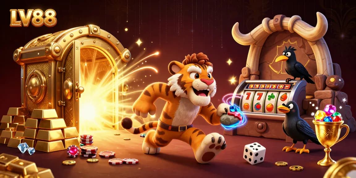 Engage in thrilling gameplay at LV88 with stunning 3D cartoon casino illustration.