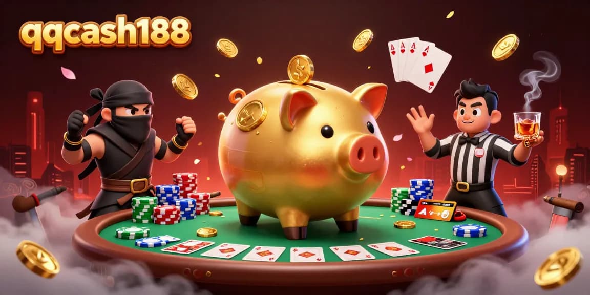 Experience excitement with qqcash188 in a dynamic casino showdown featuring vibrant characters and game elements.