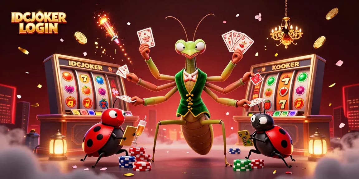 IDCJOKER LOGIN creates a thrilling casino experience with vibrant slot reels and engaging characters
