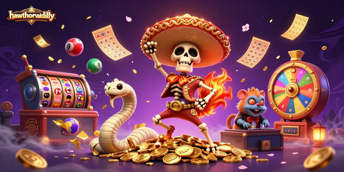 Experience hawthornandlily's vibrant casino-themed illustration showcasing a festive slot scene.