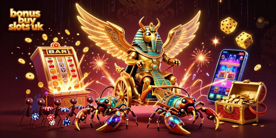 Engage with thrilling bonus buy slots uk as golden beetles lead a vibrant casino adventure.