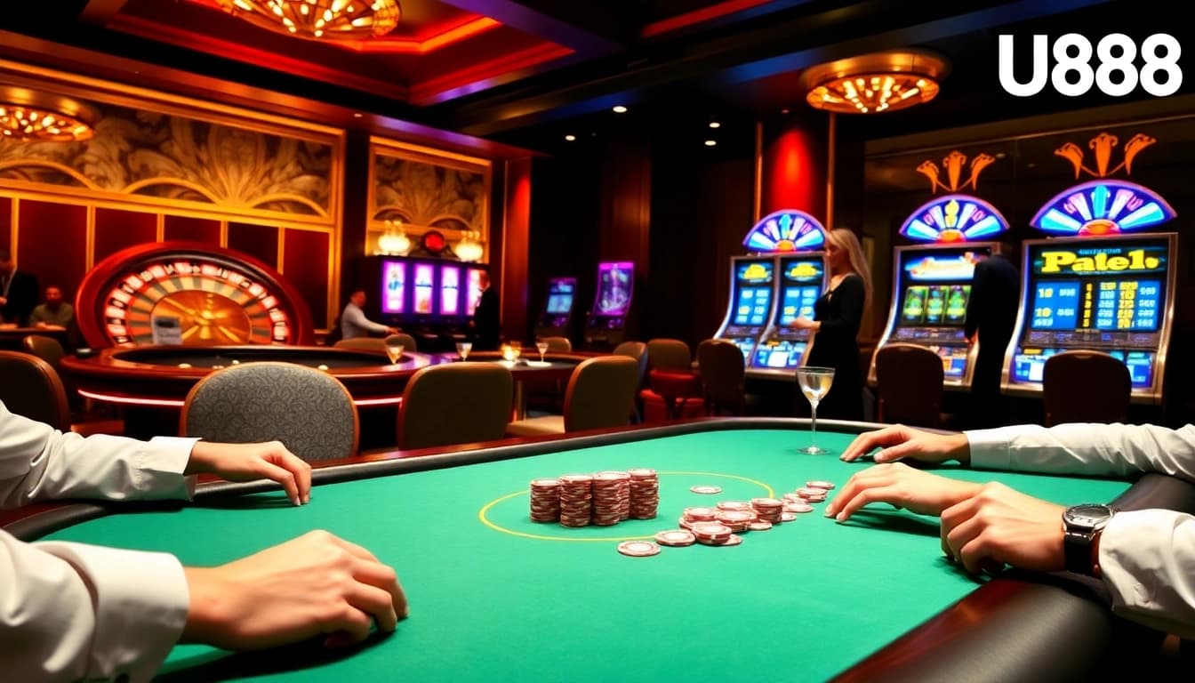 Experience thrilling poker action at U888's luxurious gaming tables.
