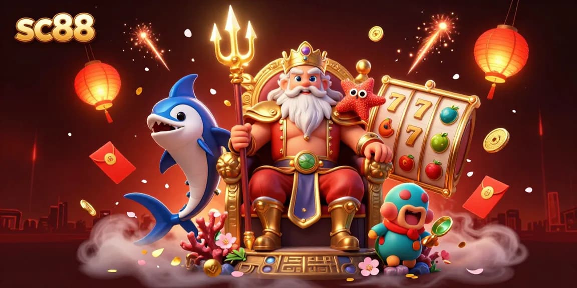 Experience the sc88 online casino with vibrant slot game elements in a captivating sea kingdom.