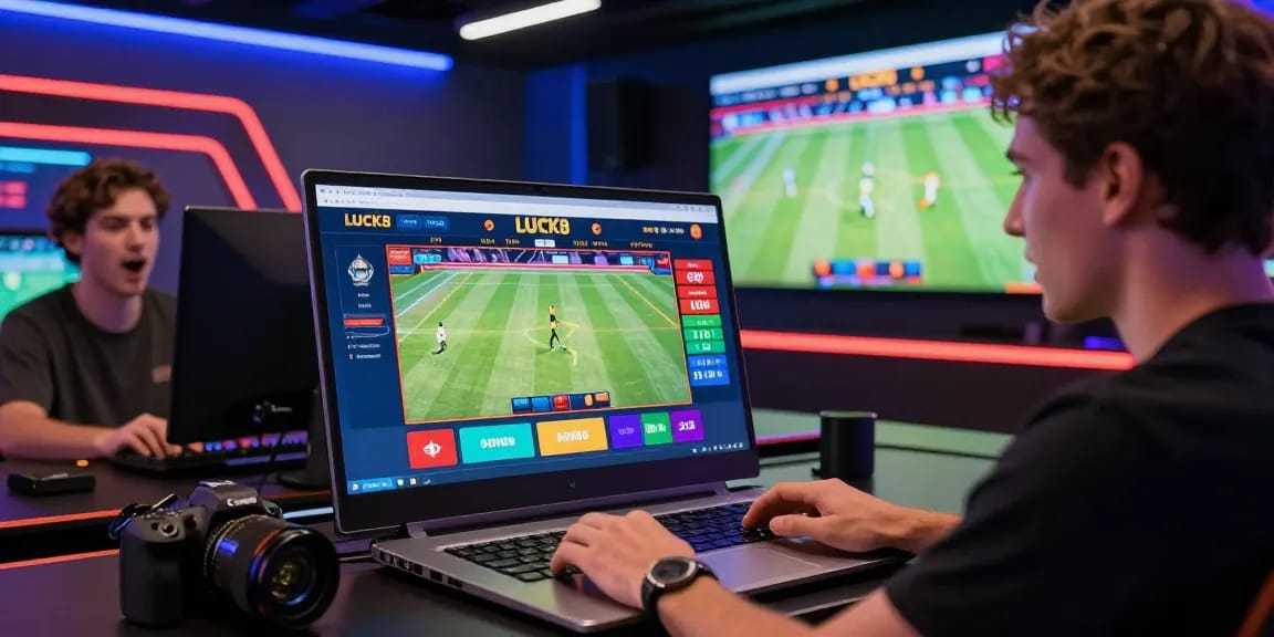 LUCK8 user placing live bets in an immersive online gambling environment, showcasing vibrant graphics and engaging atmosphere.