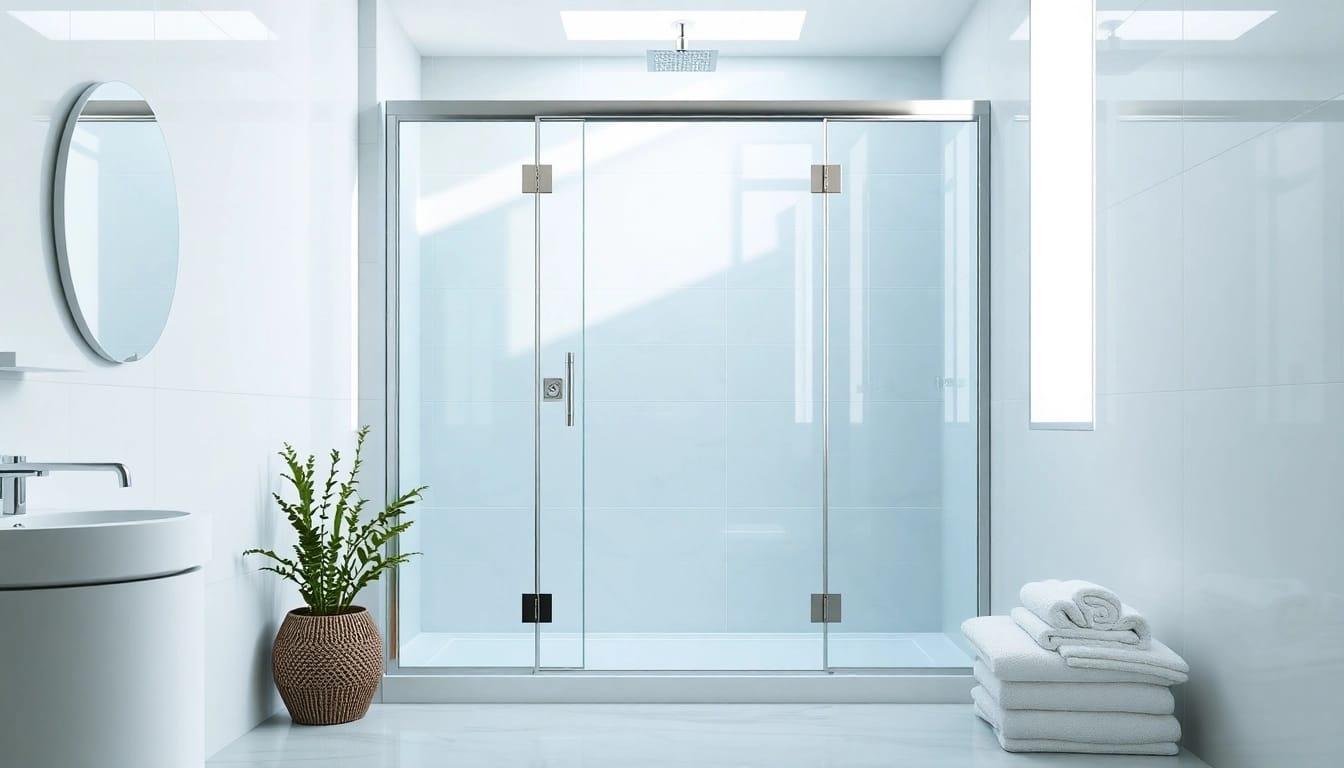 Duschkabine 80x80 eckeinstieg in modernem Badezimmer mit eleganten Glas- und Chromdetails.