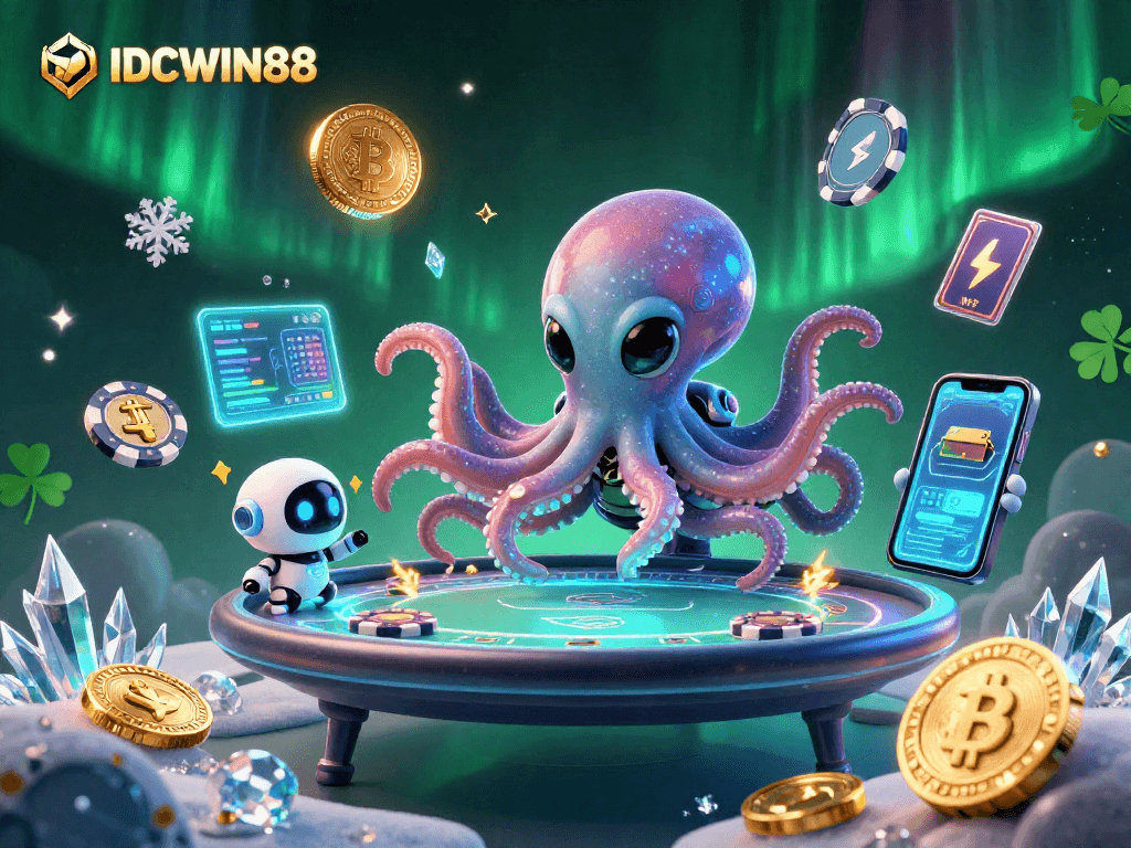 Experience thrilling poker action with IDCWIN88 and a galactic alien octopus at the helm.