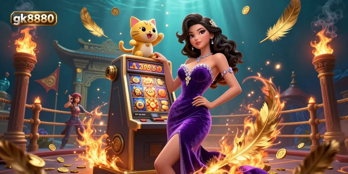 Engage with exciting gaming at gk8880, featuring a jackpot celebration with vibrant visuals and winning elements.
