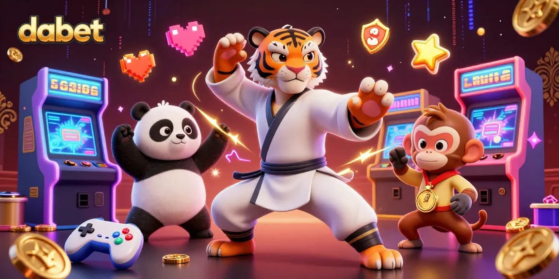 dabet reveals an engaging online casino experience with kung fu tiger master amidst arcade game elements.