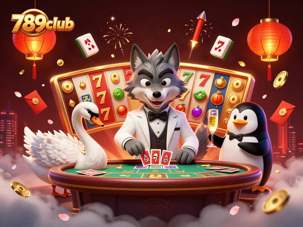 Play exciting games at 789club with the sophisticated characters of a wolf, swan, and penguin.