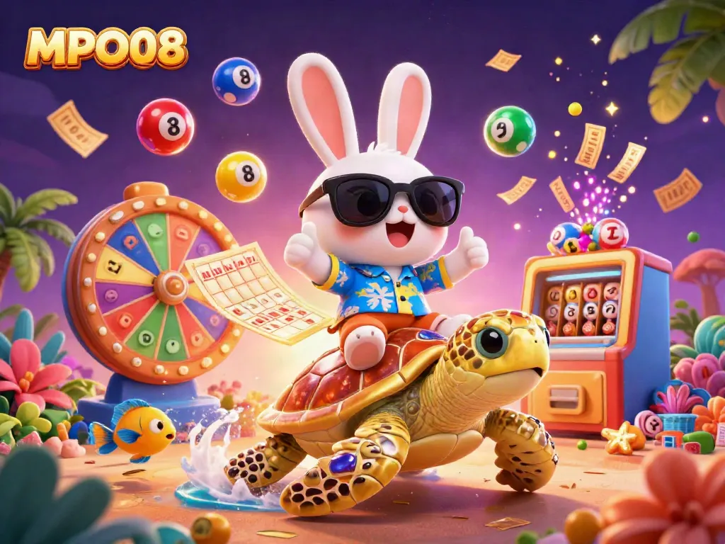 Engage with MPO08 as the lucky rabbit and golden turtle highlight vibrant gambling with dynamic lottery elements.