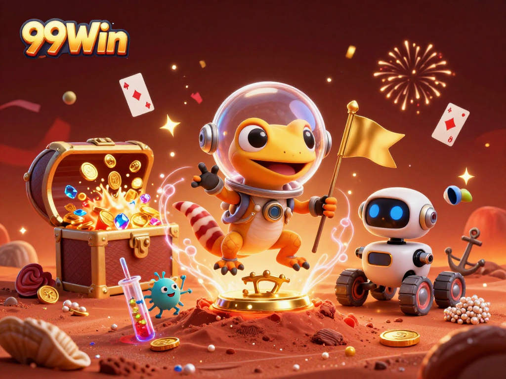 Experience thrilling adventures at 99Win's virtual casino with a dazzling alien scene.