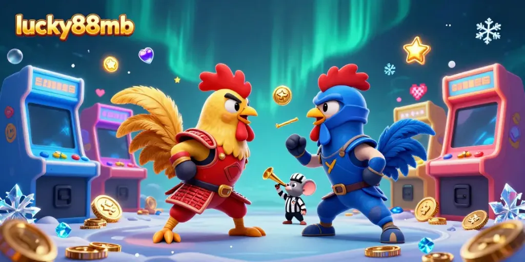 Experience the thrilling duel of fighting roosters in samurai and ninja attire at lucky88mb casino.