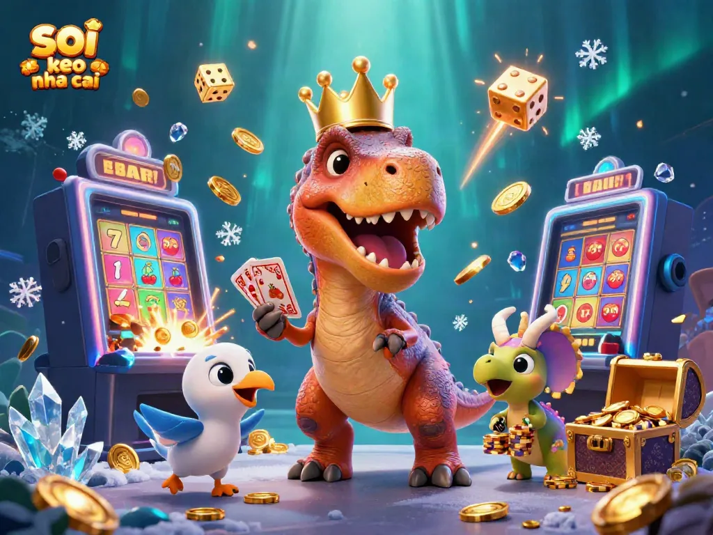 Engage in thrilling gameplay with soi keo nha cai and vibrant casino characters in a dynamic scene full of excitement.