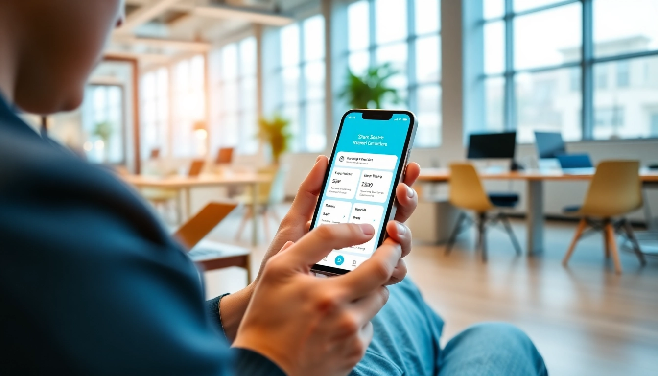 快连下载: User enjoying a seamless experience with the 快连 app in a modern workspace.