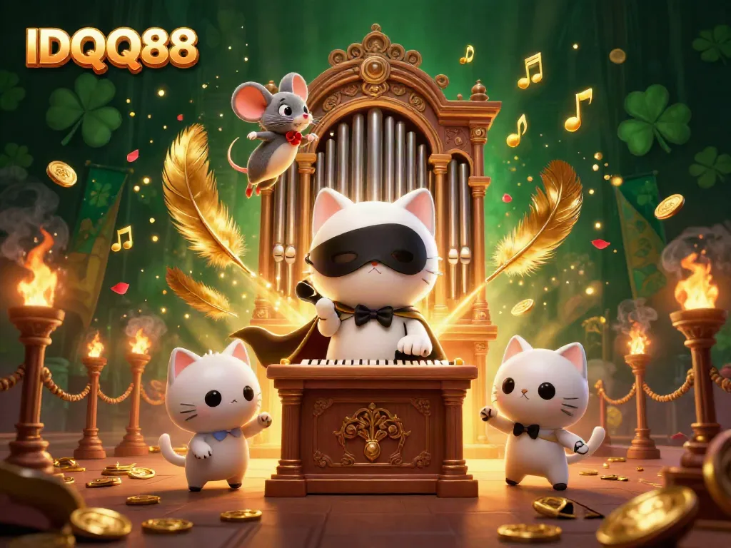 Experience the excitement of gaming with IDQQ88 in a vibrant casino illustration.
