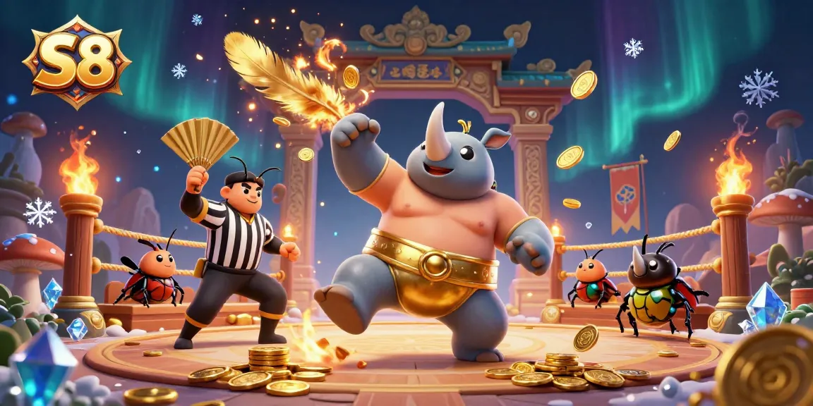 S8 players celebrate big wins in dynamic casino action with vibrant golden coins and festive themes.