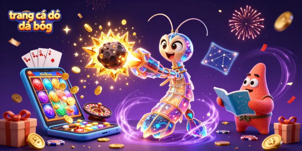 Trang cá độ đá bóng với samurai tôm mantis 3D giữa cuộc chiến kho báu đầy kẹo vàng.