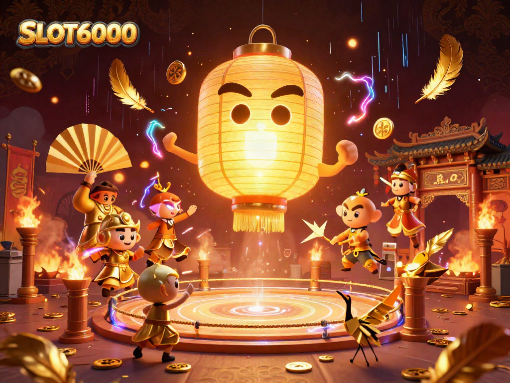 SLOT6000 brings players a vibrant night market casino scene with lucky symbols and golden treasures.