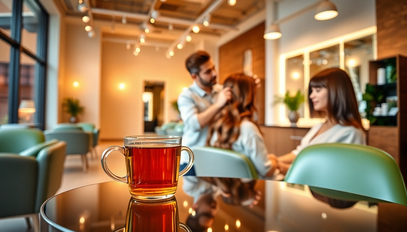 Hair salons San Diego: professional stylist applying highlights in a modern, eco-friendly salon.