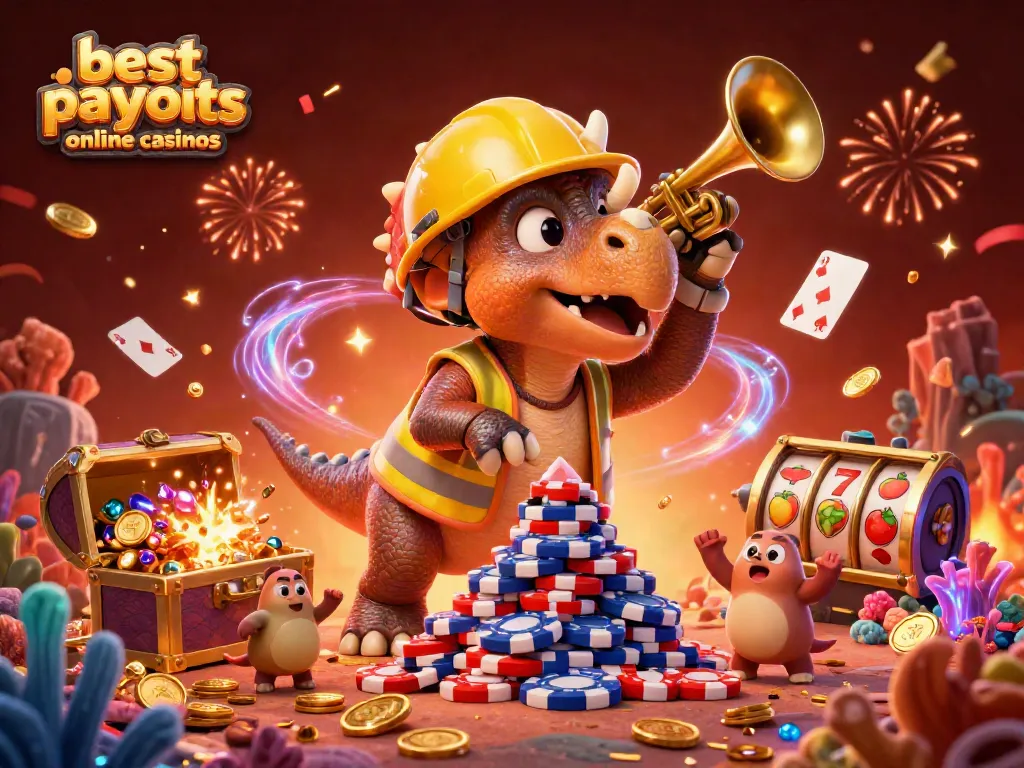 Celebrate winning strategies at the best payouts online casinos with this vibrant 3D illustration.