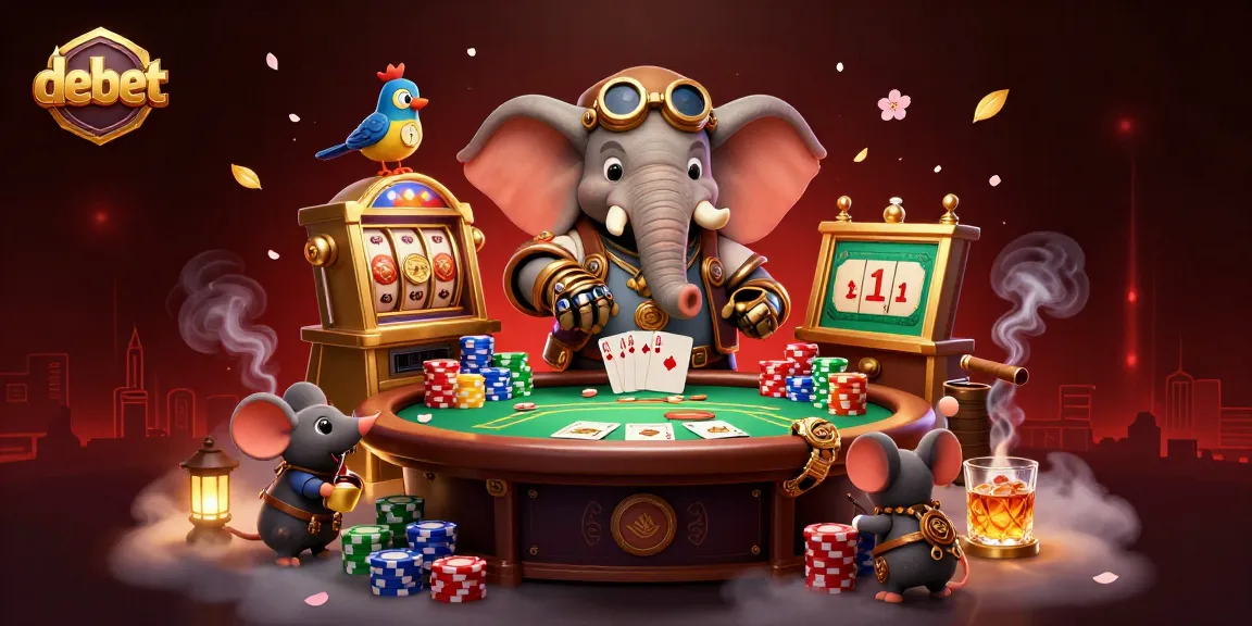 Experience thrilling wins with debet's vibrant casino scene featuring steampunk elements and poker excitement.