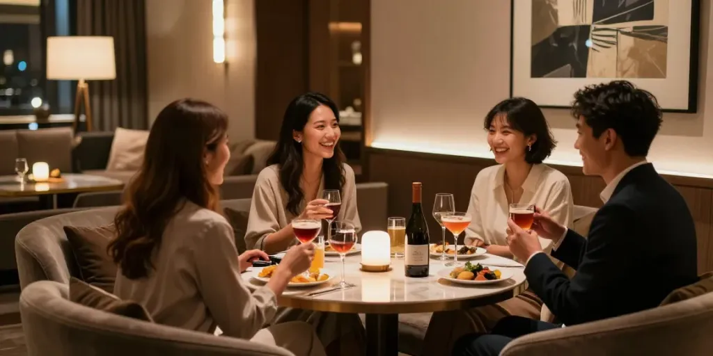 강남구구단 쩜오에서 친구들과 즐거운 주류 시간을 보내는 우아한 독립 룸