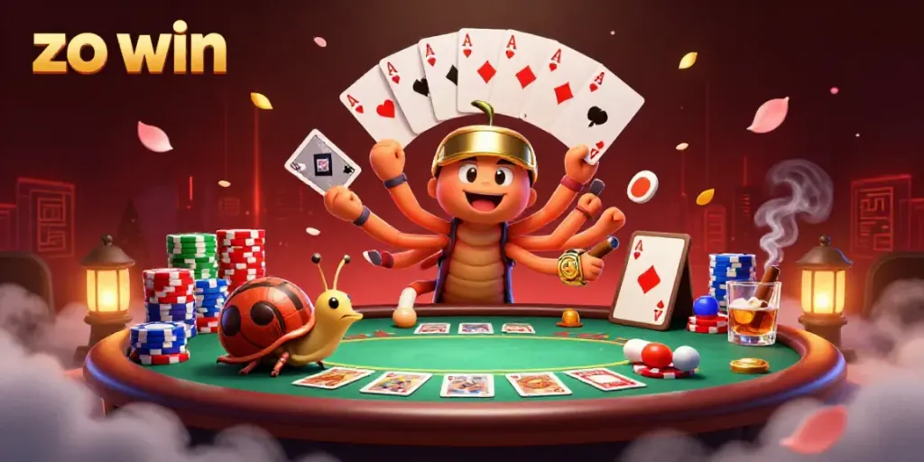Experience thrilling excitement with zo win as playful 3D cartoon characters animate a vibrant casino scene.