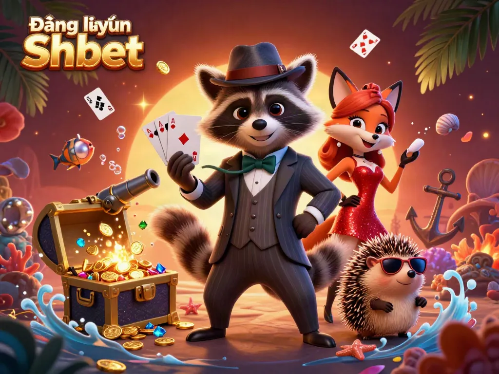 Experience the thrill of Đăng nhập Shbet with vibrant casino characters amidst an exciting underwater treasure scene.