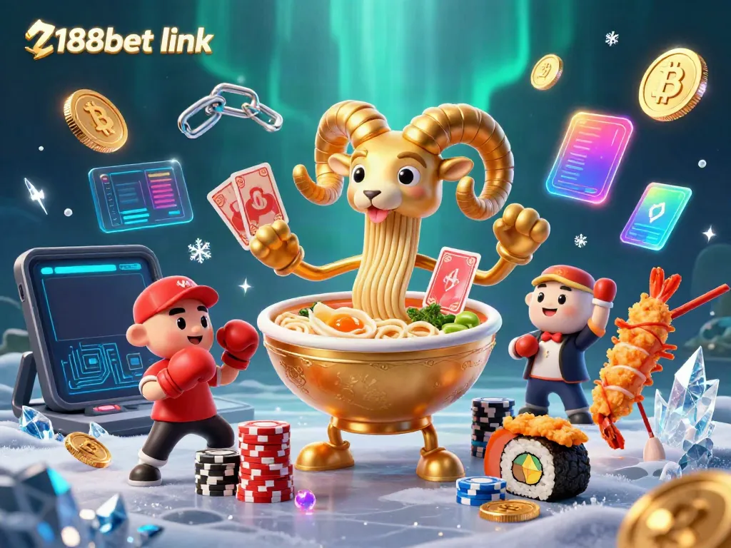 Engage with the dynamic action of the 188bet link featuring cartoon casino characters and digital currency elements.