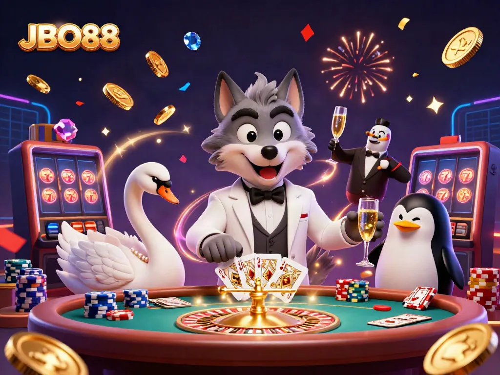 Engage in thrilling gameplay at JBO88 with classic baccarat, cards, and vibrant casino elements.