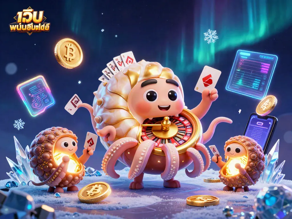 หมุนวงล้อในเว็บ พนันออนไลน์ พร้อมกับการ์ตูน Nautilus และเหรียญคริปโตมีประกาย