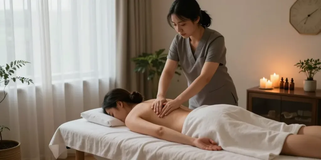 Discover 부천출장안마 services in a relaxing massage therapy room with soothing ambiance and professional touch.