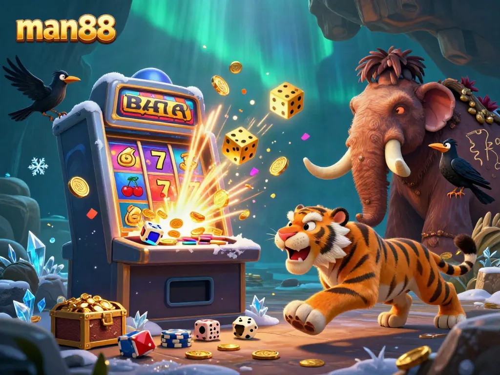 Experience exciting wins with man88 in this vibrant 3D casino scene bursting with action and fortune.