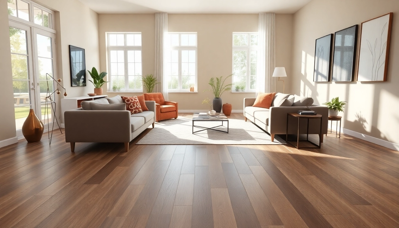 Examine waterproof vinyl flooring in a chic living room setting with stylish decor and warm tones.