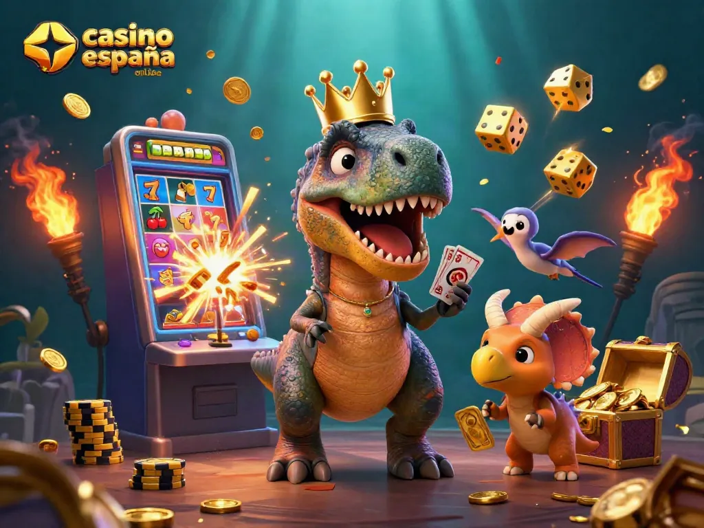 Disfruta de la emoción del casino españa online con un dinosaurio amigable y personajes divertidos en acción.