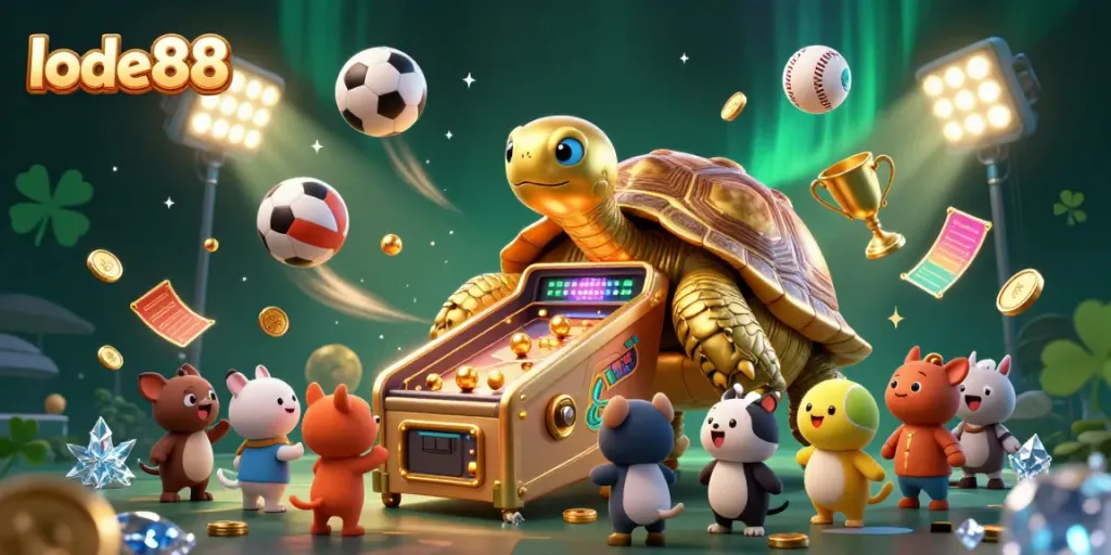 Experience thrilling gameplay at lode88 with our vibrant 3D casino illustration featuring unique games and dynamic action.