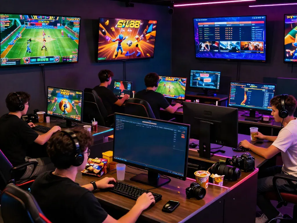 Exciting online gaming scene showcasing players enjoying SV88 platform with various games and vibrant graphics.