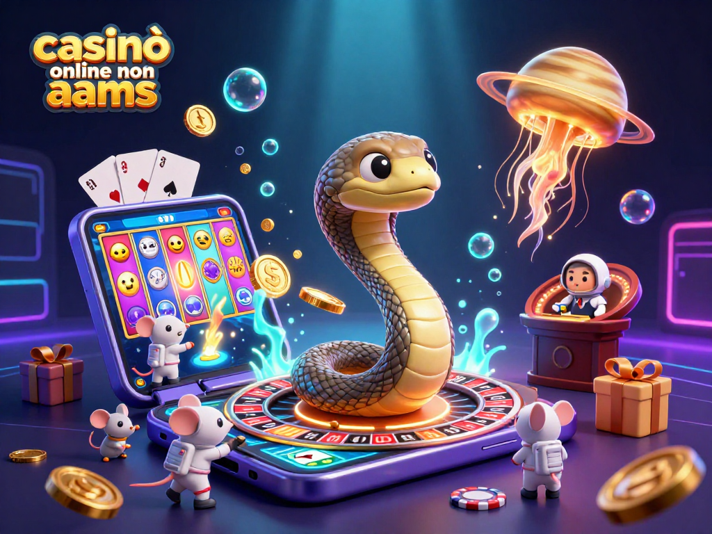 Vincere con casinò online non aams: scena vibrante di casinò spaziale con giochi 3D