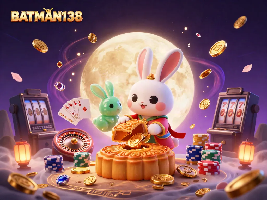Engage with BATMAN138's unique 3D illustration featuring luck and fortune with vibrant casino elements.