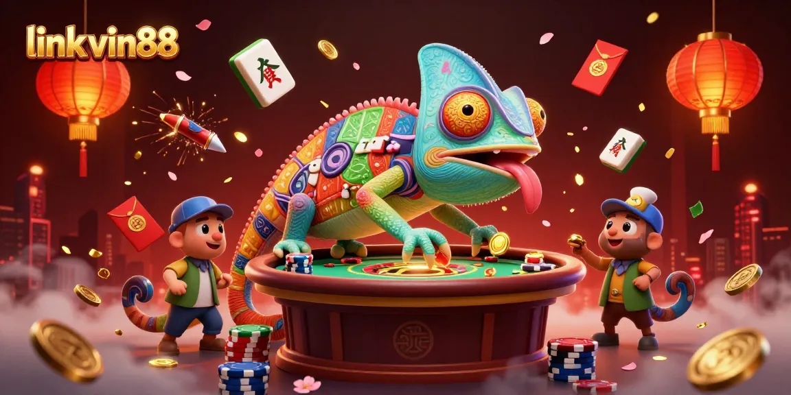 Spin and win with link vin88, a vibrant casino scene showcasing colorful gaming elements and excitement.