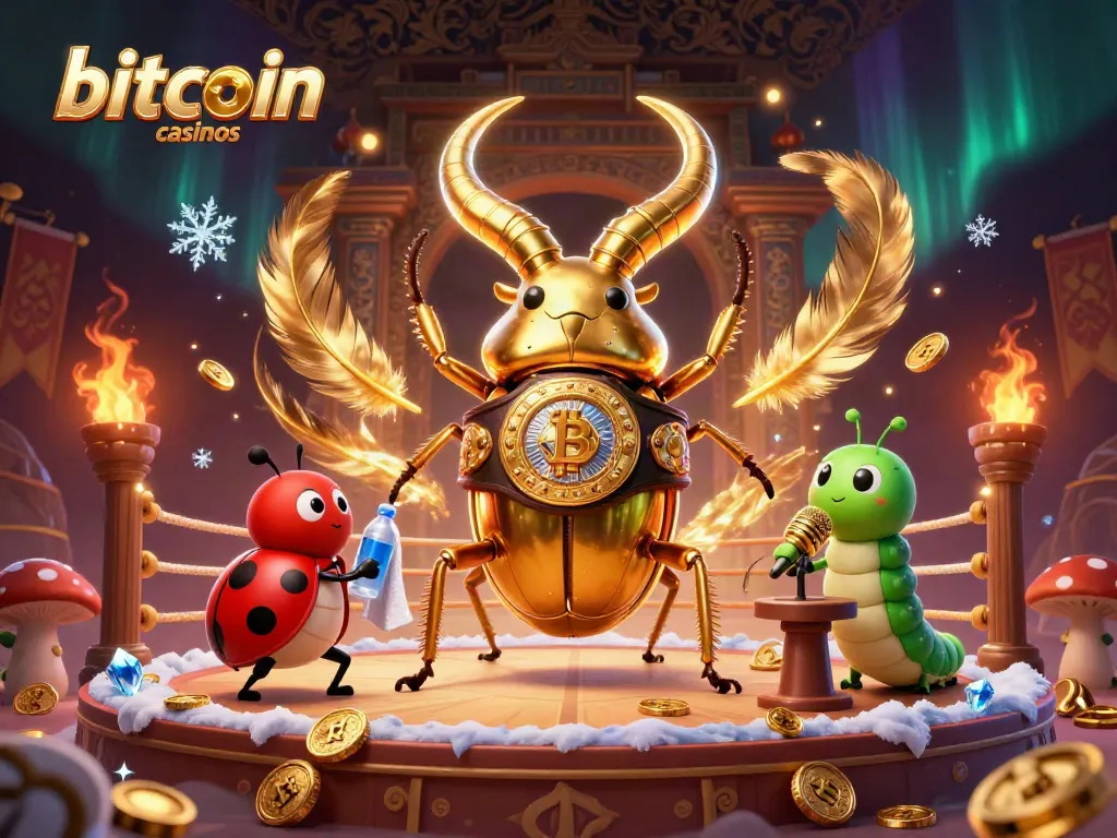 Experience thrilling action at bitcoin casinos with animated characters in a vibrant gambling scene.