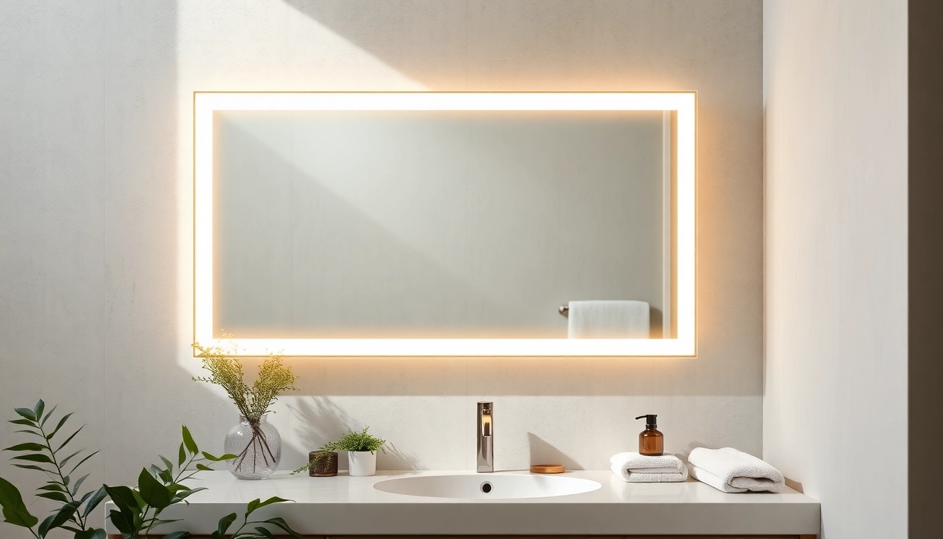 Enhance your space with an elegant led mirror reflecting a warm and inviting atmosphere.