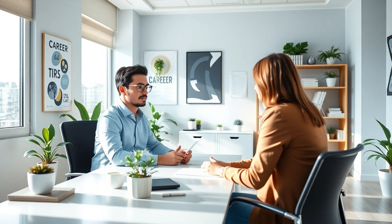 How to find my perfect career through a focused counseling session in a bright office.