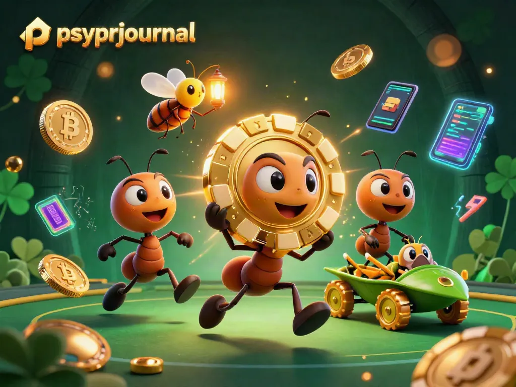 Menggunakan psyprjournal, tim semut 3D mencuri chip poker emas yang besar dengan elemen kasino di sekitarnya.