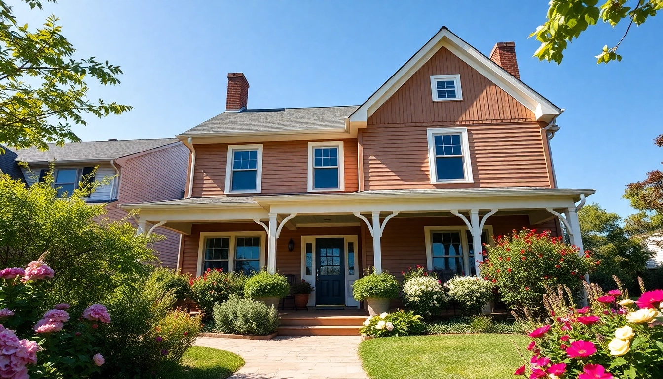 Colonial addition showcasing harmonious architecture with lush landscaping and inviting design.