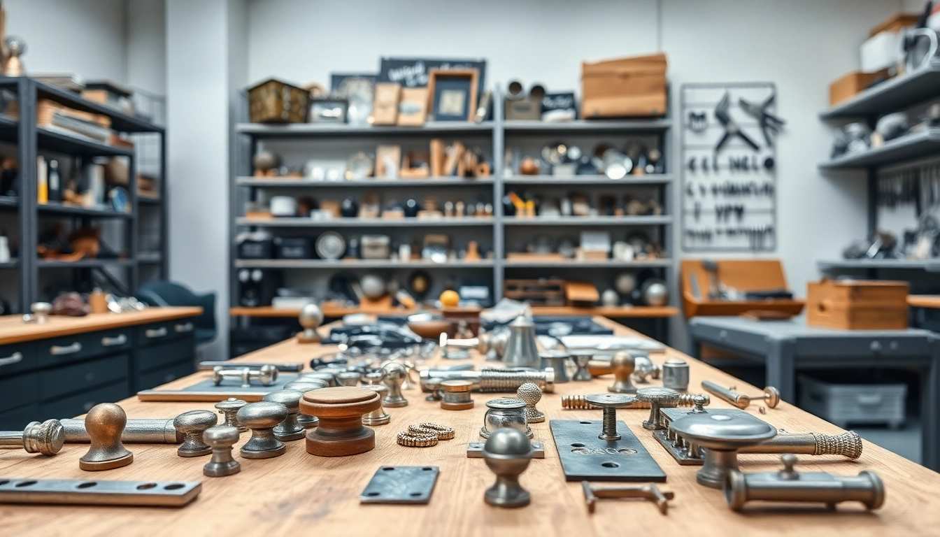 Showcasing a selection of quality products from a furniture hardware supplier in a modern workshop.