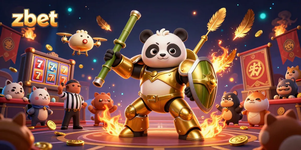 Bet on excitement with zbet as the golden panda battles in a virtual casino arena.