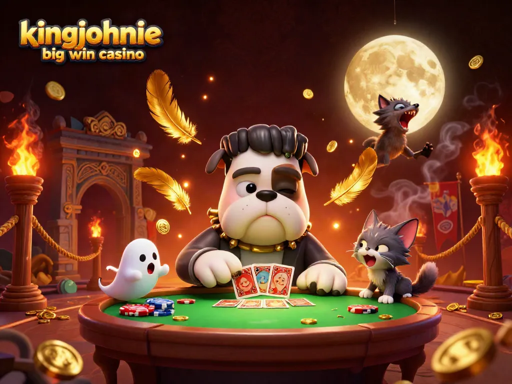 Engage in thrilling card action at kingjohnnie big win casino with vibrant casino characters.