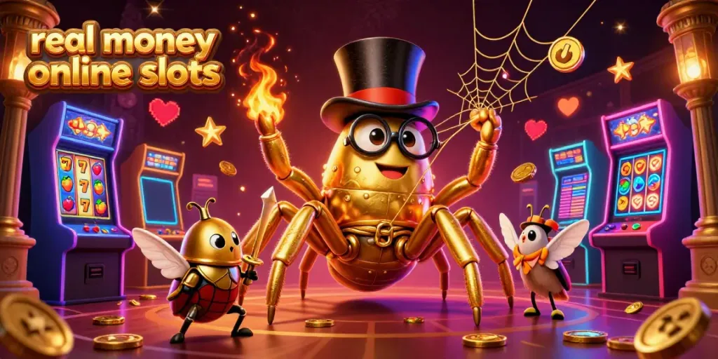 Experience thrilling real money online slots with games featuring golden elements and dynamic characters.
