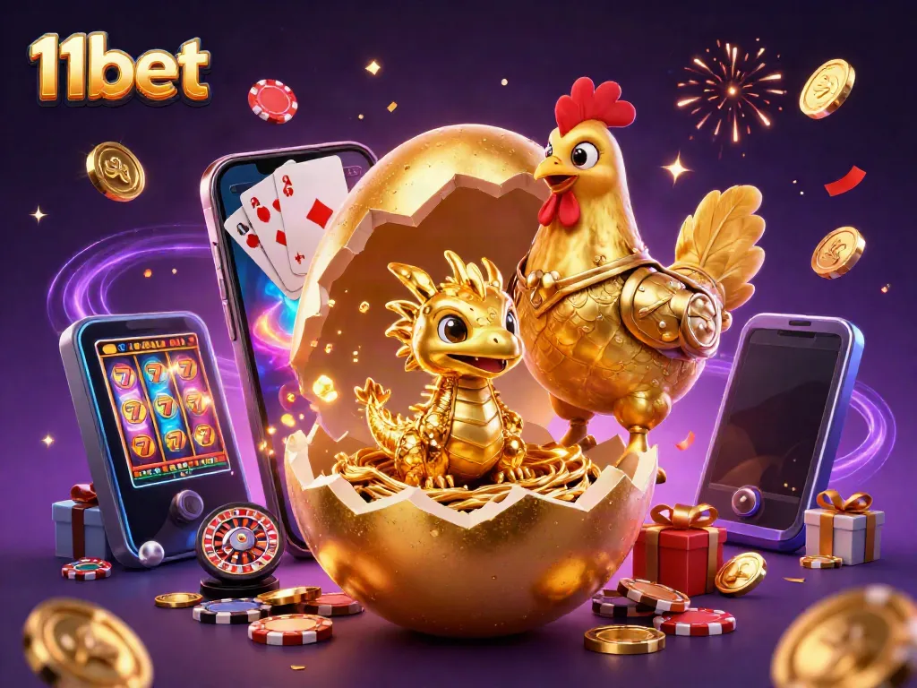 Join the fun and unlock exciting wins at 11bet with a colorful 3D casino illustration.
